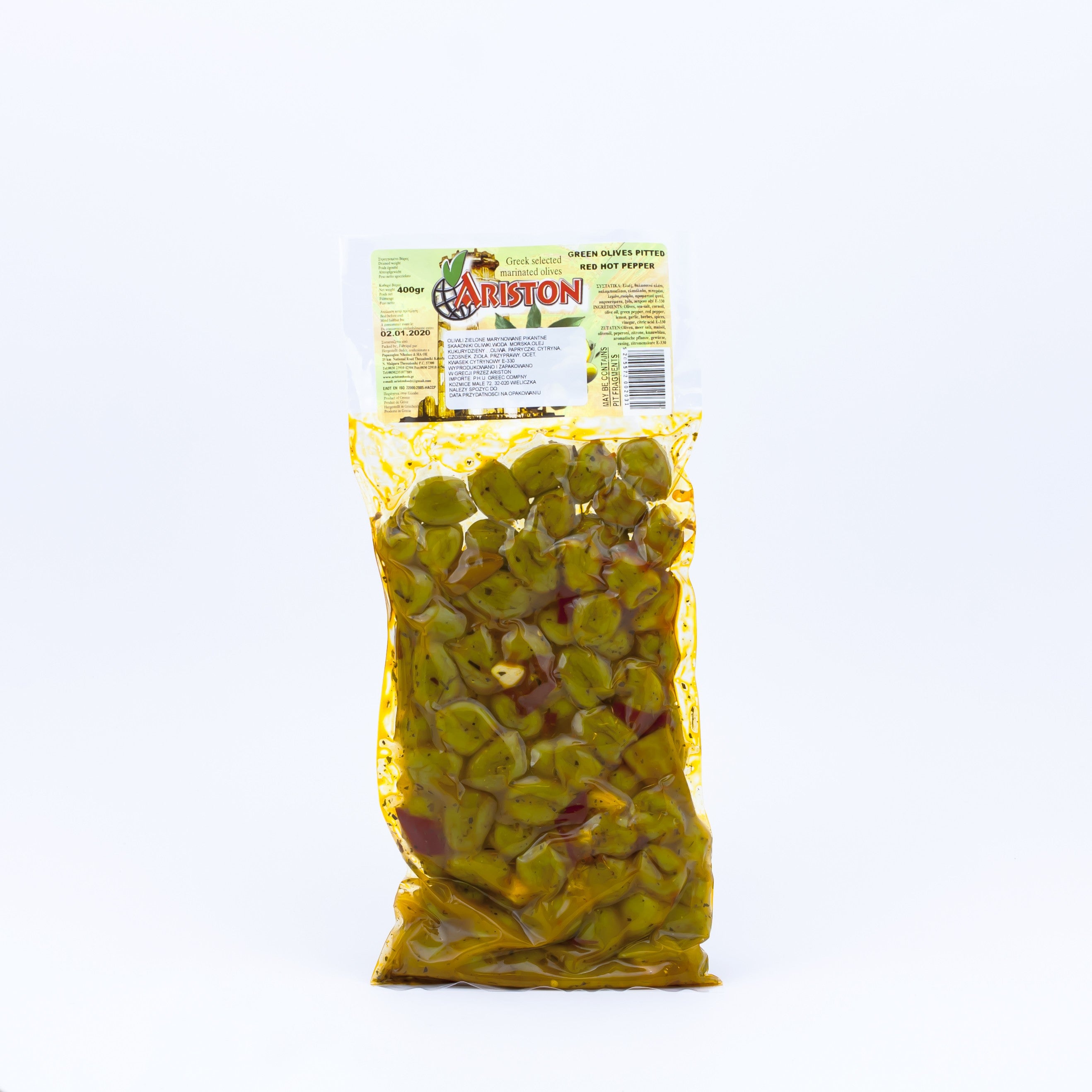 Oliwki bez pestek zielone marynowane pikantne 400 g