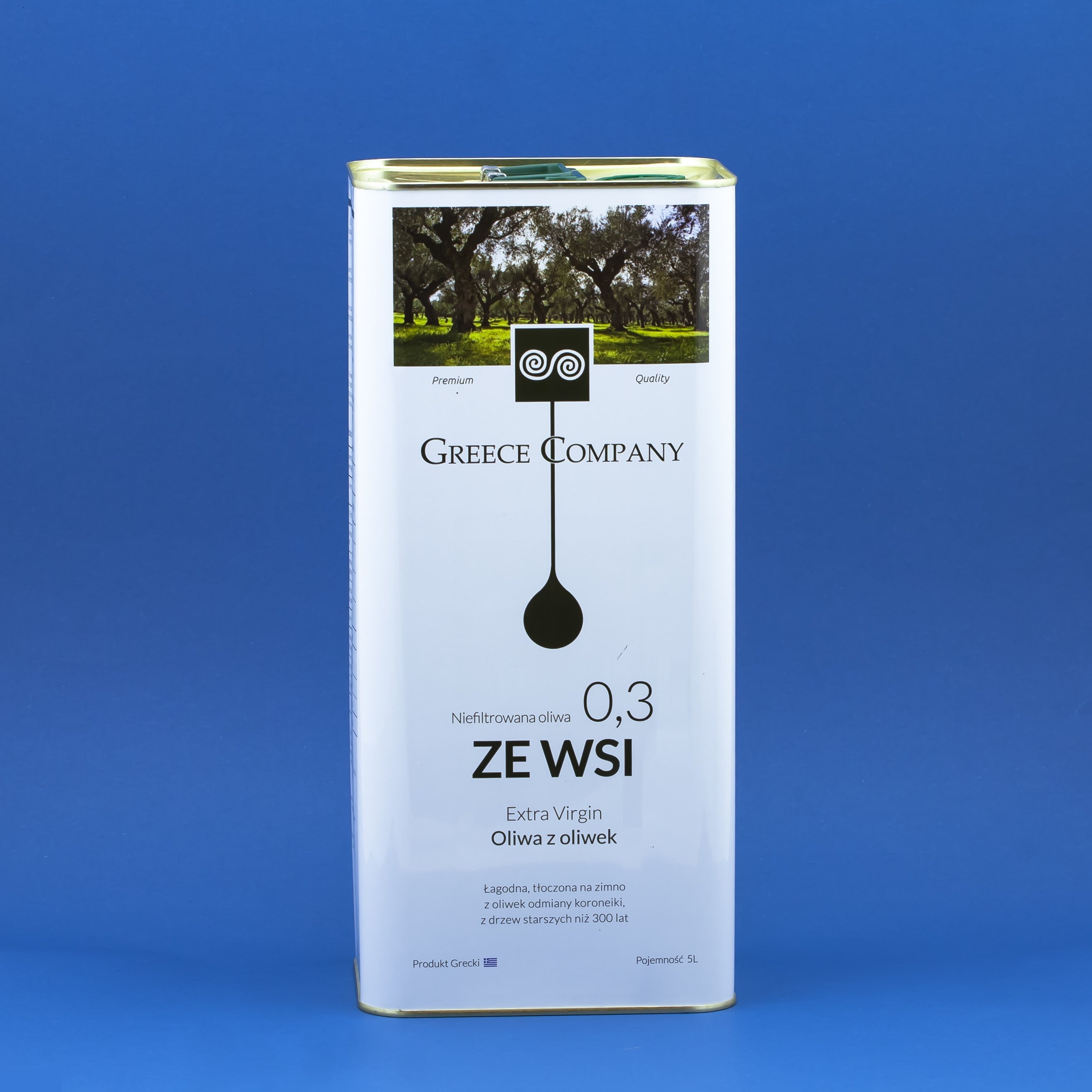 Oliwa z oliwek ZE WSI niefiltrowana Extra Virgin łagodna 0,3% 5 l