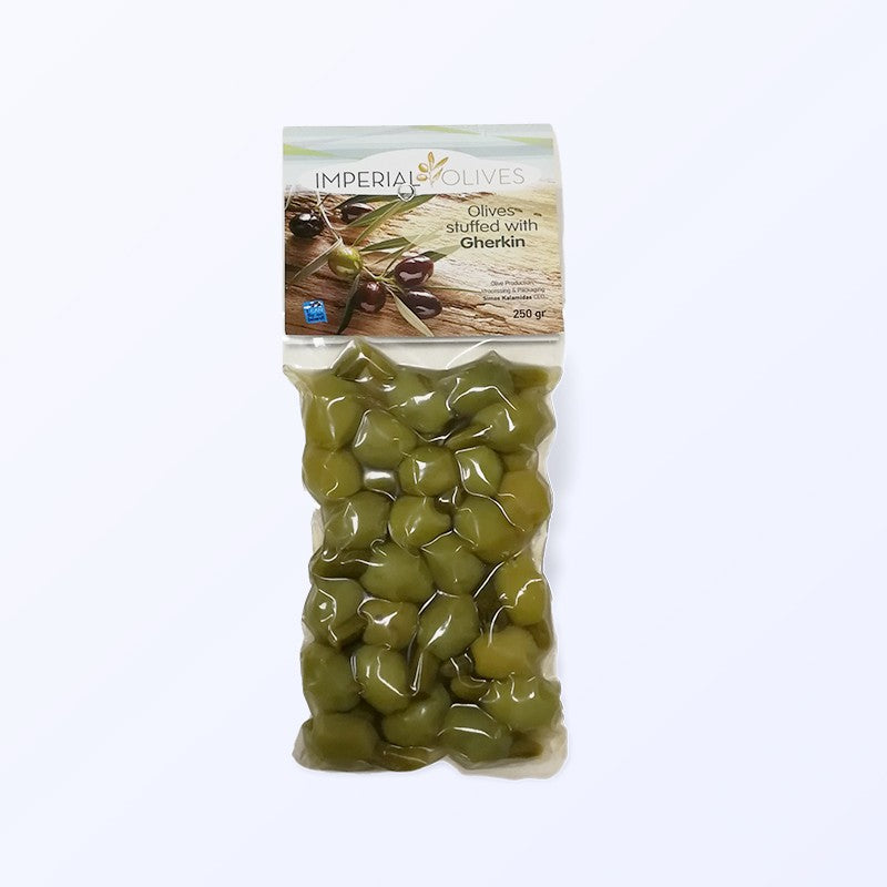 Oliwki zielone nadziewane korniszonami 250 g