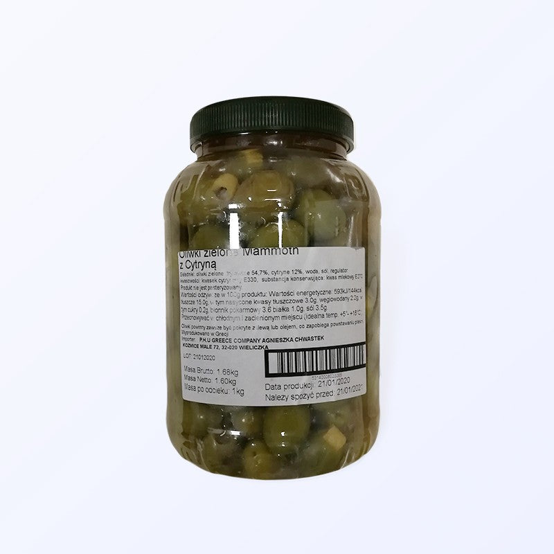 Oliwki zielone nadziewane skórką cytrynową 1 kg