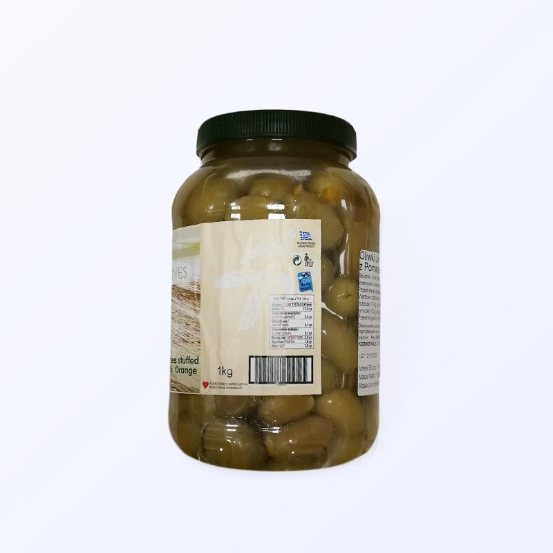 Oliwki zielone nadziewane skórką pomarańczową  1kg