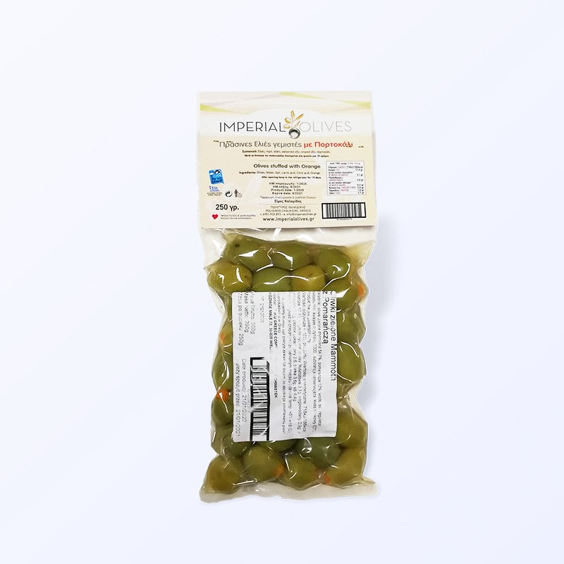 Oliwki zielone nadziewane skórką pomarańczową 250 g