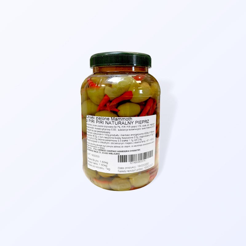 Oliwki zielone nadziewane papryką piri piri 1kg
