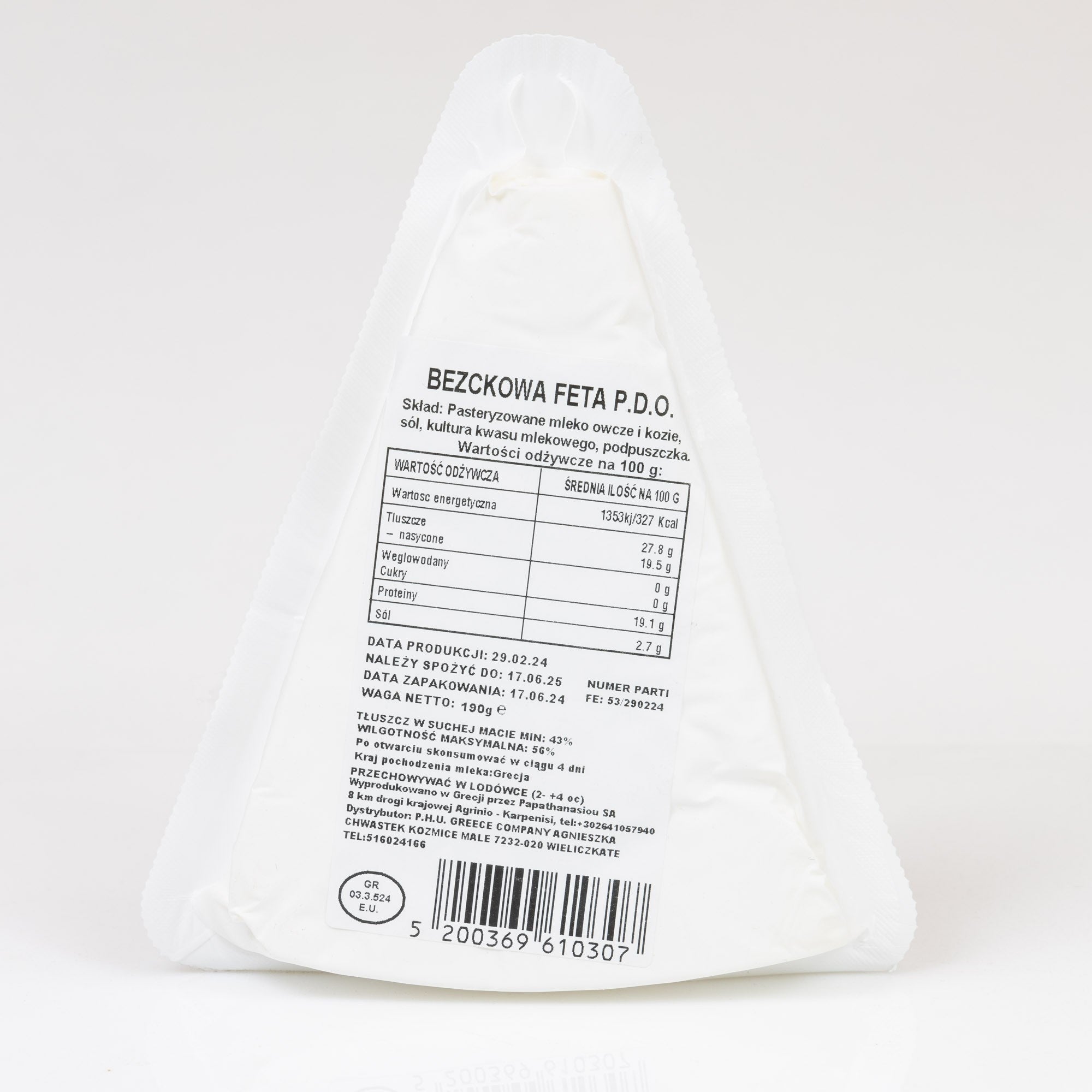 Feta Beczkowa P.D.O 190g vacuum