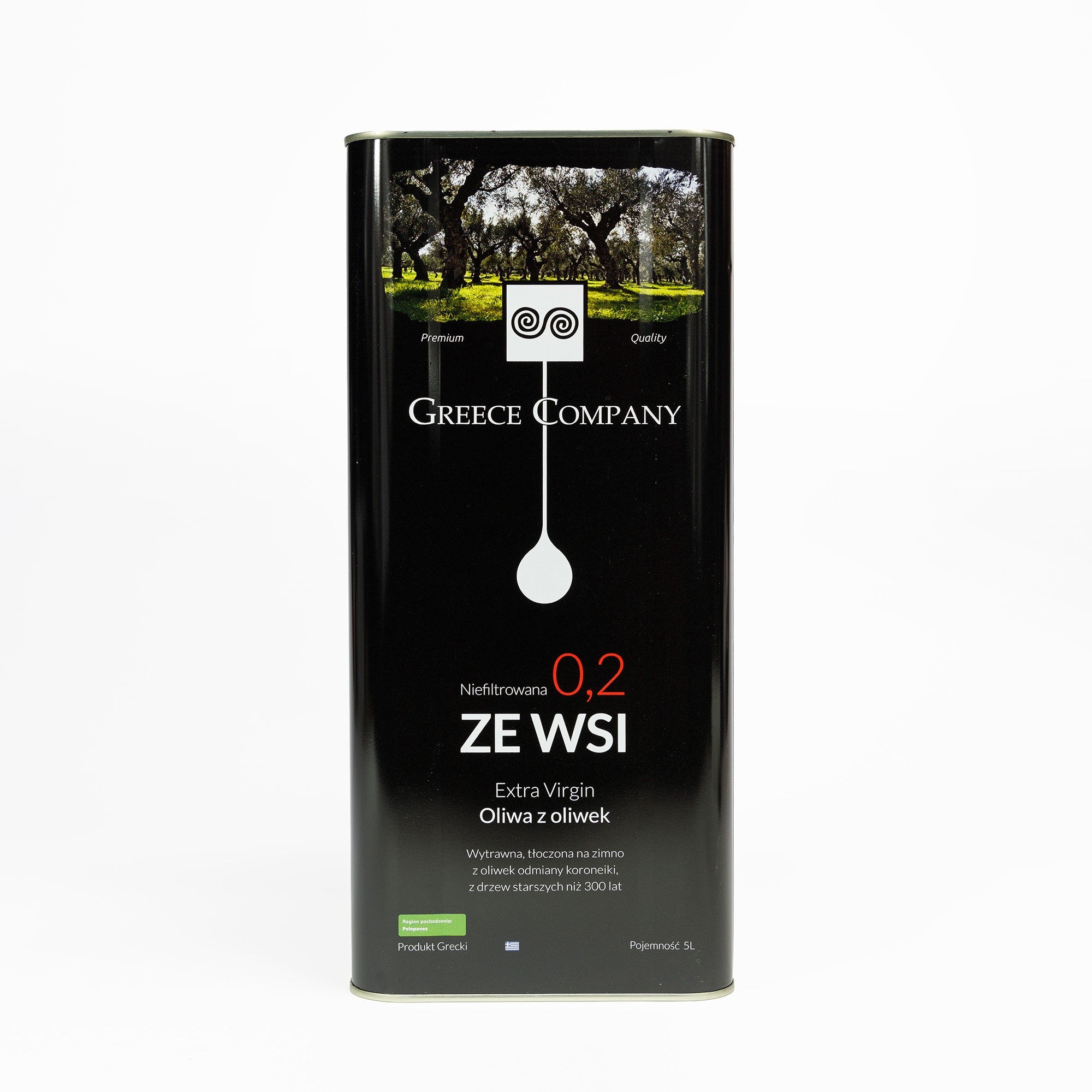 Oliwa z oliwek ZE WSI niefiltrowana Extra Virgin  wytrawna 0.2% 5 L