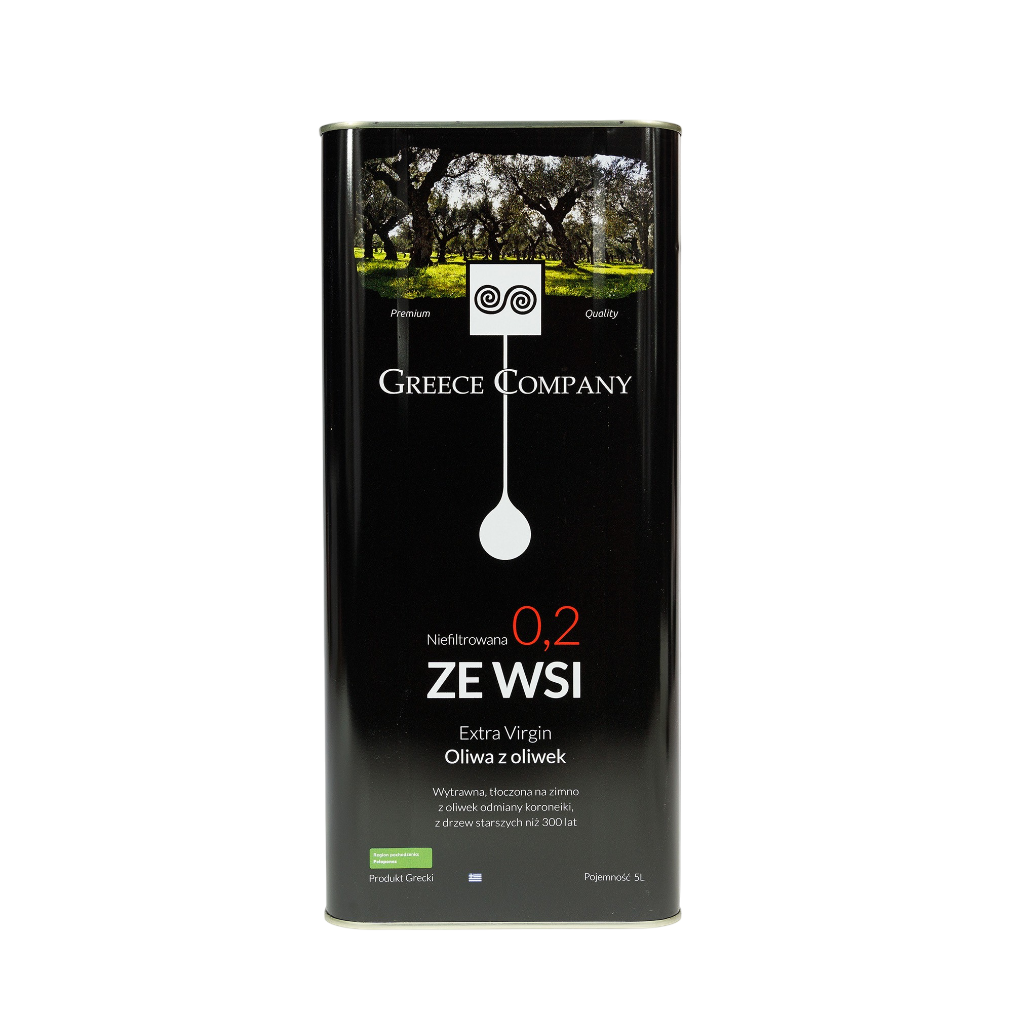 Oliwa z oliwek ZE WSI niefiltrowana Extra Virgin  wytrawna 0.2% 5 L