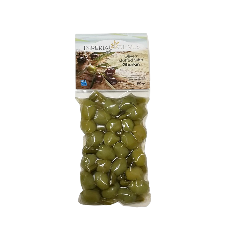 Oliwki zielone nadziewane korniszonami 250 g