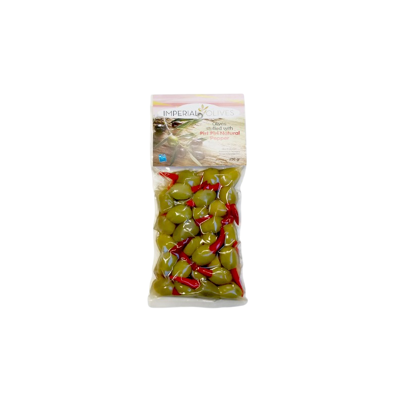 Oliwki zielone nadziewane papryką piri piri 250 g