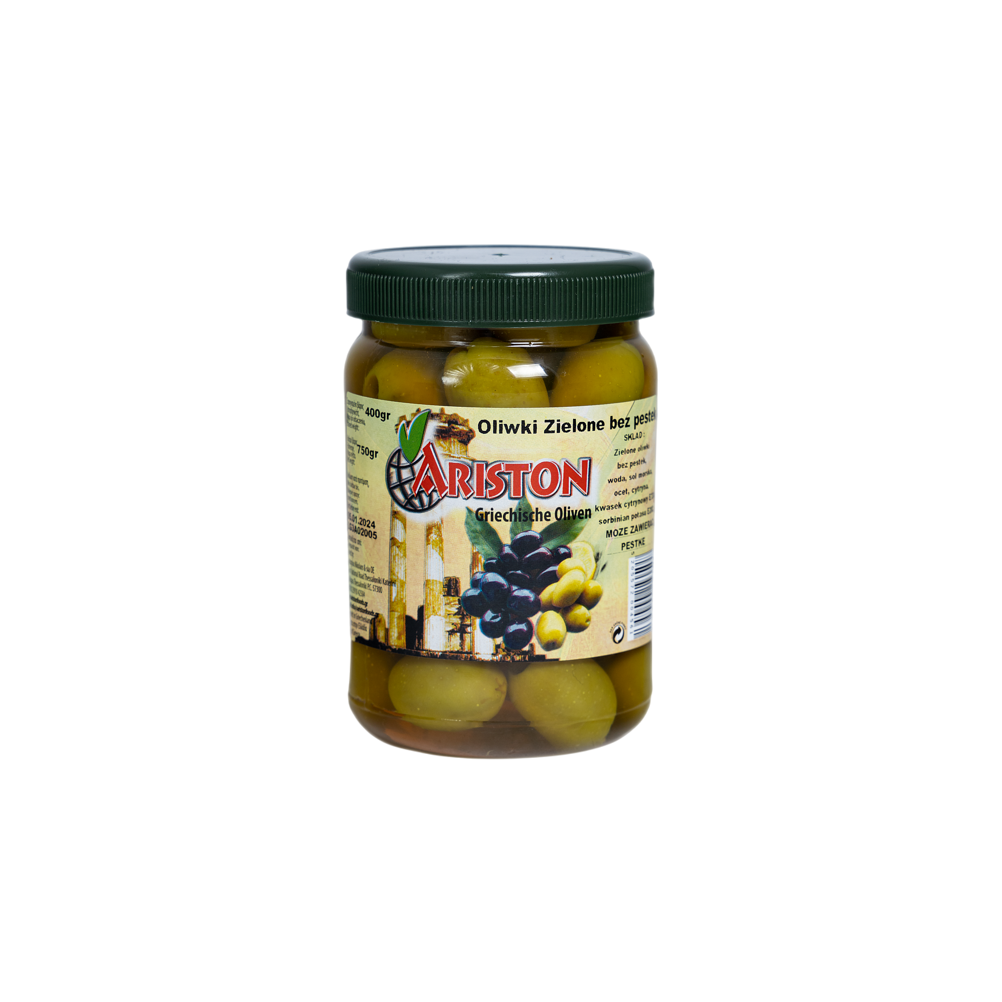 Oliwki bez pestek zielone 750g